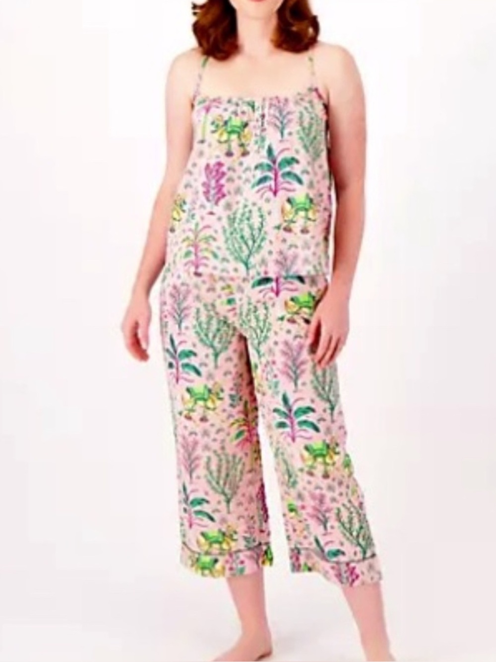 Printfresh Organic Cotton Pink Camel Pajama Set XS Top L Pants